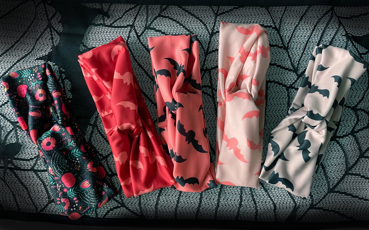 Halloween Floral Spiderwebs pattern boho style Headwrap