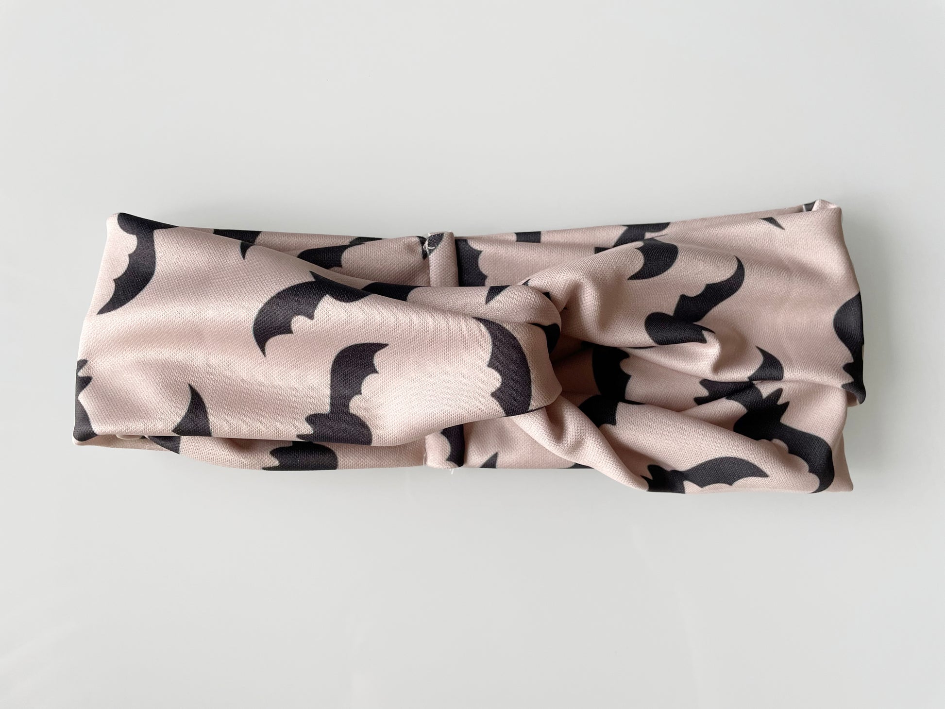 Bats pattern, boho halloween, headband, head wrap, cream, black, coral, peach