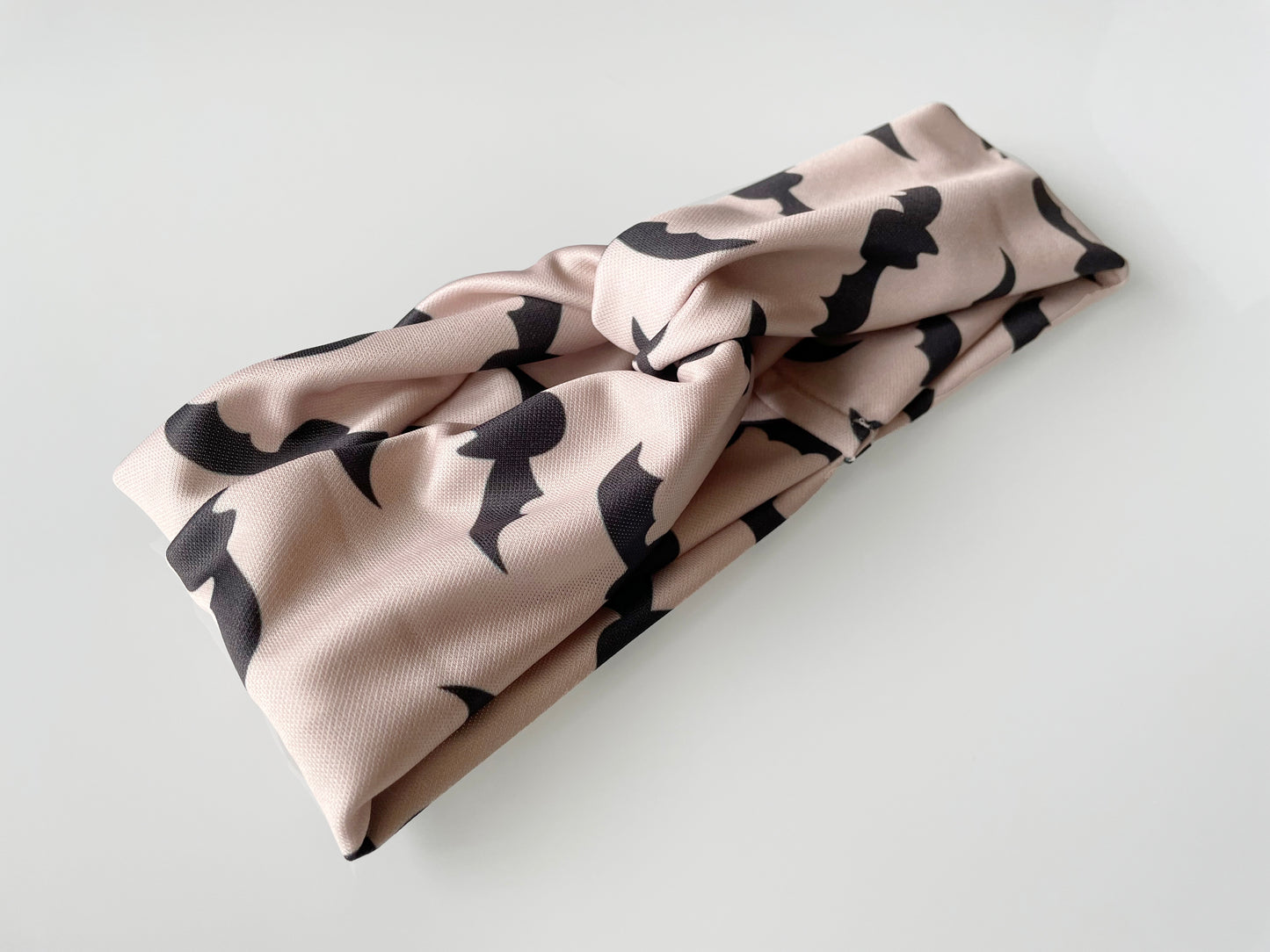 Bats pattern, boho halloween, headband, head wrap, cream, black, coral, peach