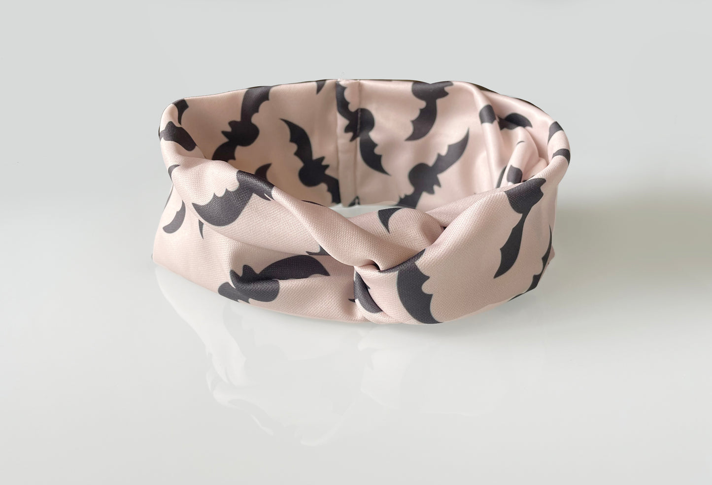 Bats pattern, boho halloween, headband, head wrap, cream, black, coral, peach