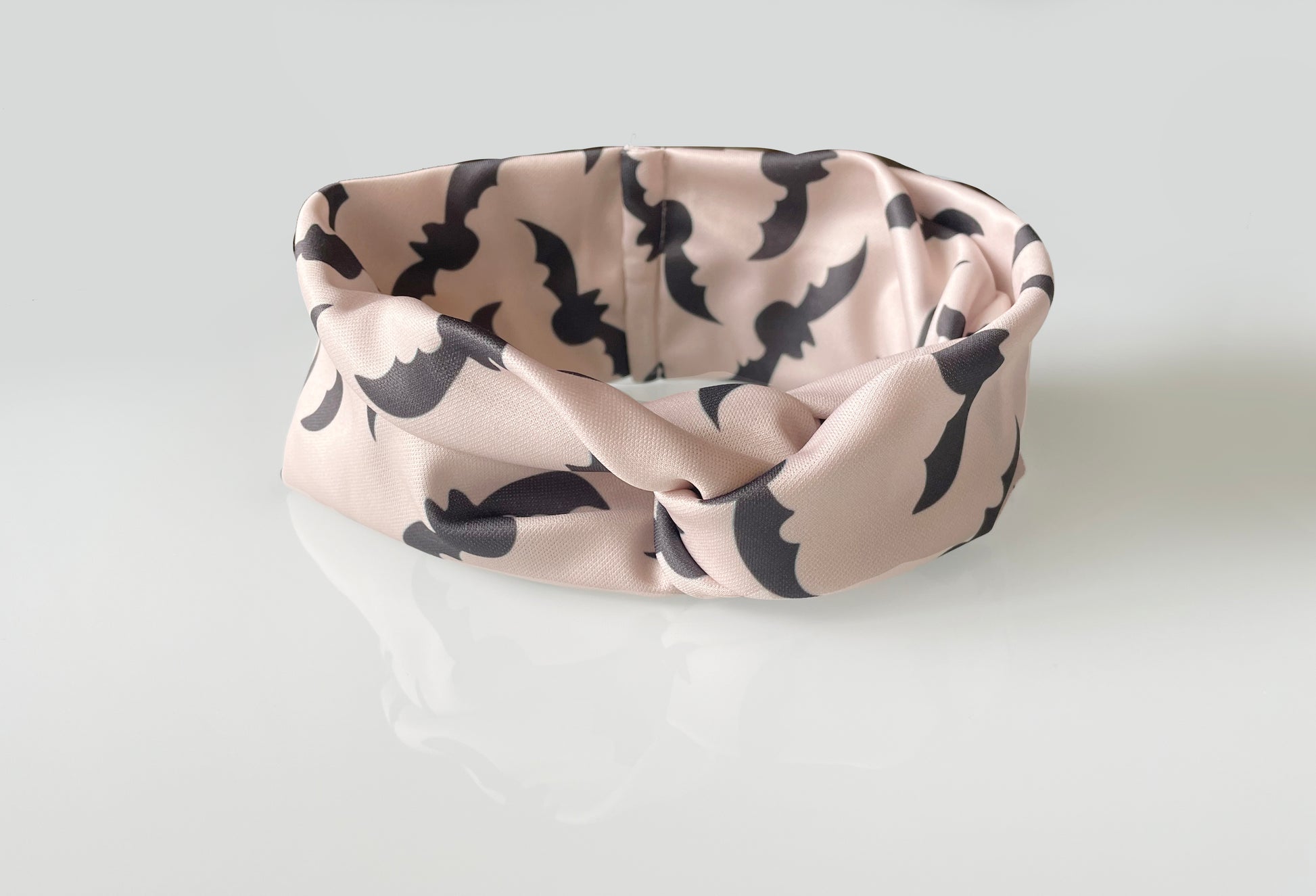 Bats pattern, boho halloween, headband, head wrap, cream, black, coral, peach