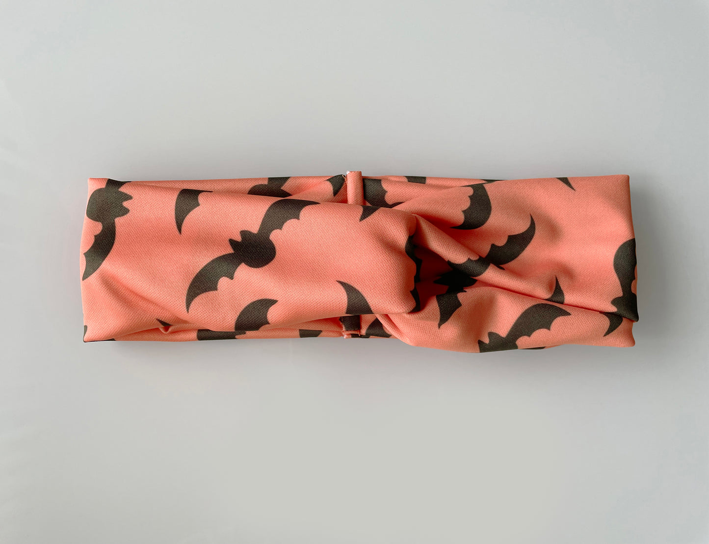 Bats pattern, boho halloween, headband, head wrap, cream, black, coral, peach