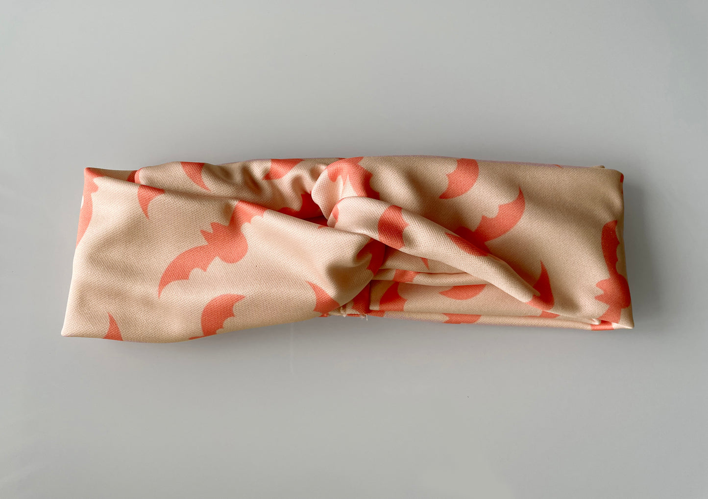 Bats pattern, boho halloween, headband, head wrap, cream, peach, pink, coral