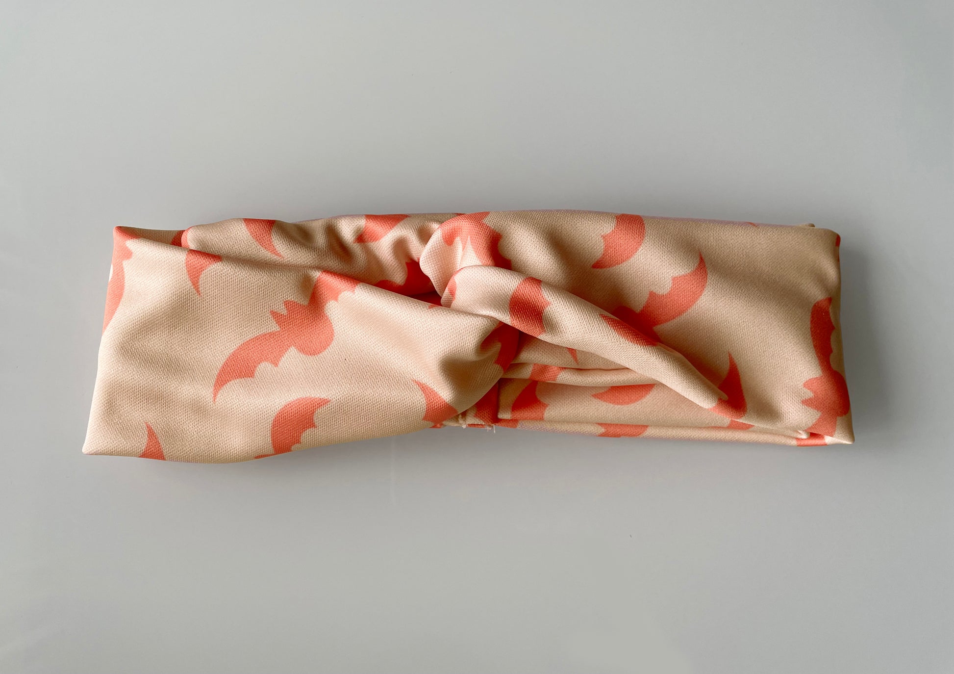 Bats pattern, boho halloween, headband, head wrap, cream,  peach, pink, coral