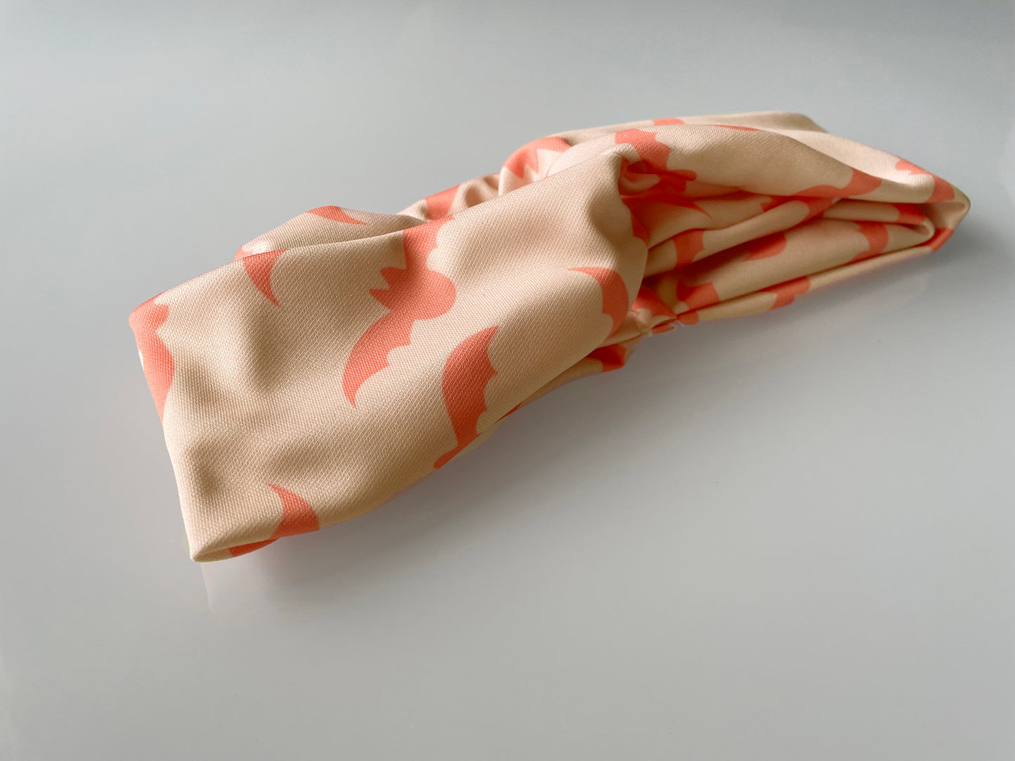 Bats pattern, boho halloween, headband, head wrap, cream, peach, pink, coral