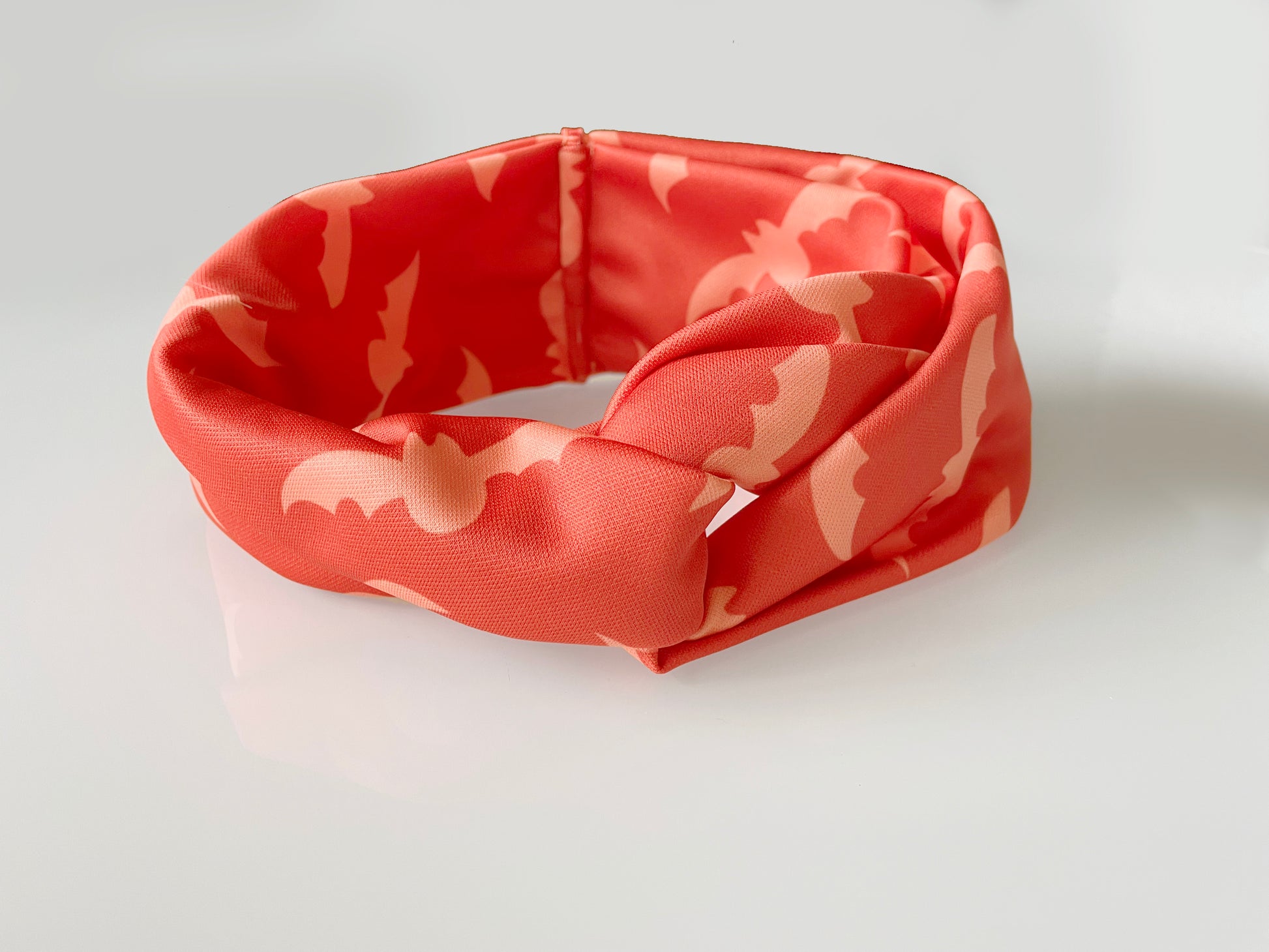 Bats pattern, boho halloween, headband, head wrap,  peach, terracotta, coral