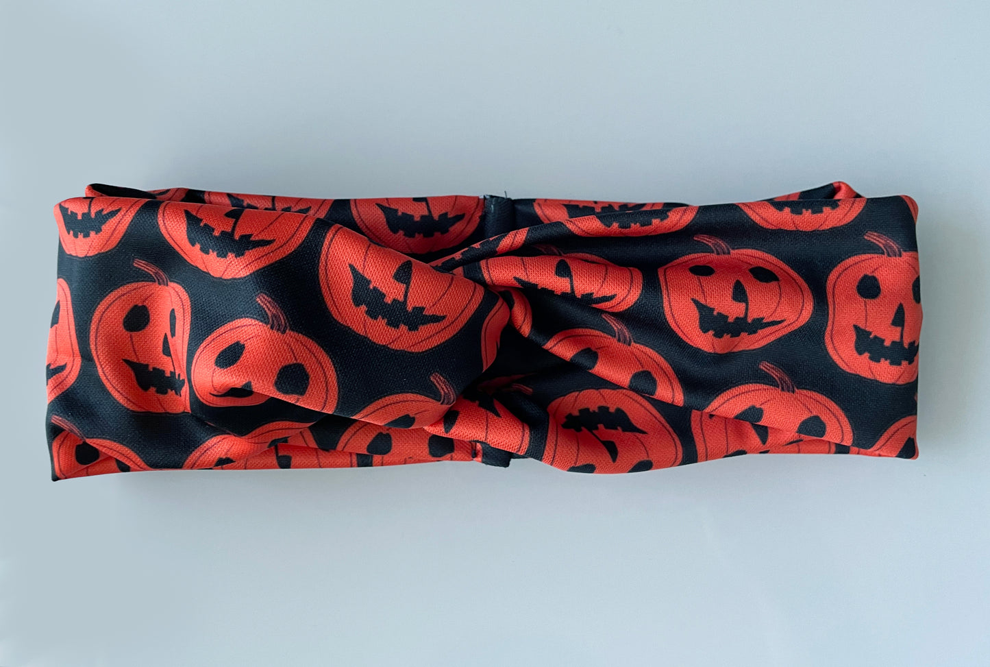 Halloween pumpkin jack o lantern headband headwrap orange black