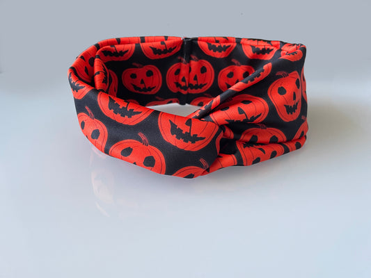 Halloween pumpkin jack o lantern headband headwrap orange black