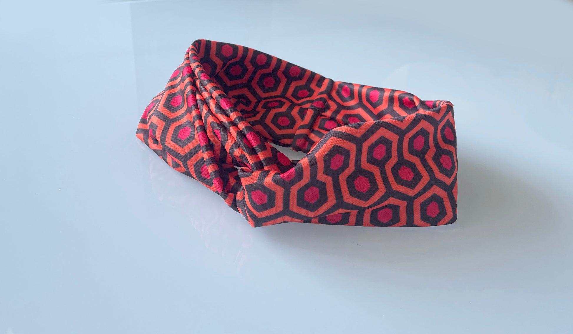 retro, red, orange, black, headband, headwrap