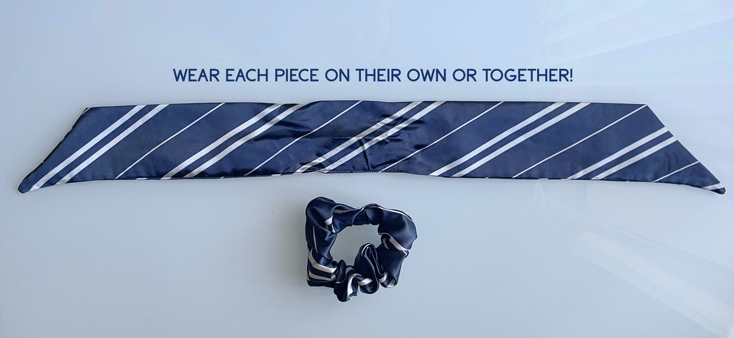 2 in 1 Striped Scrunchie Scarf