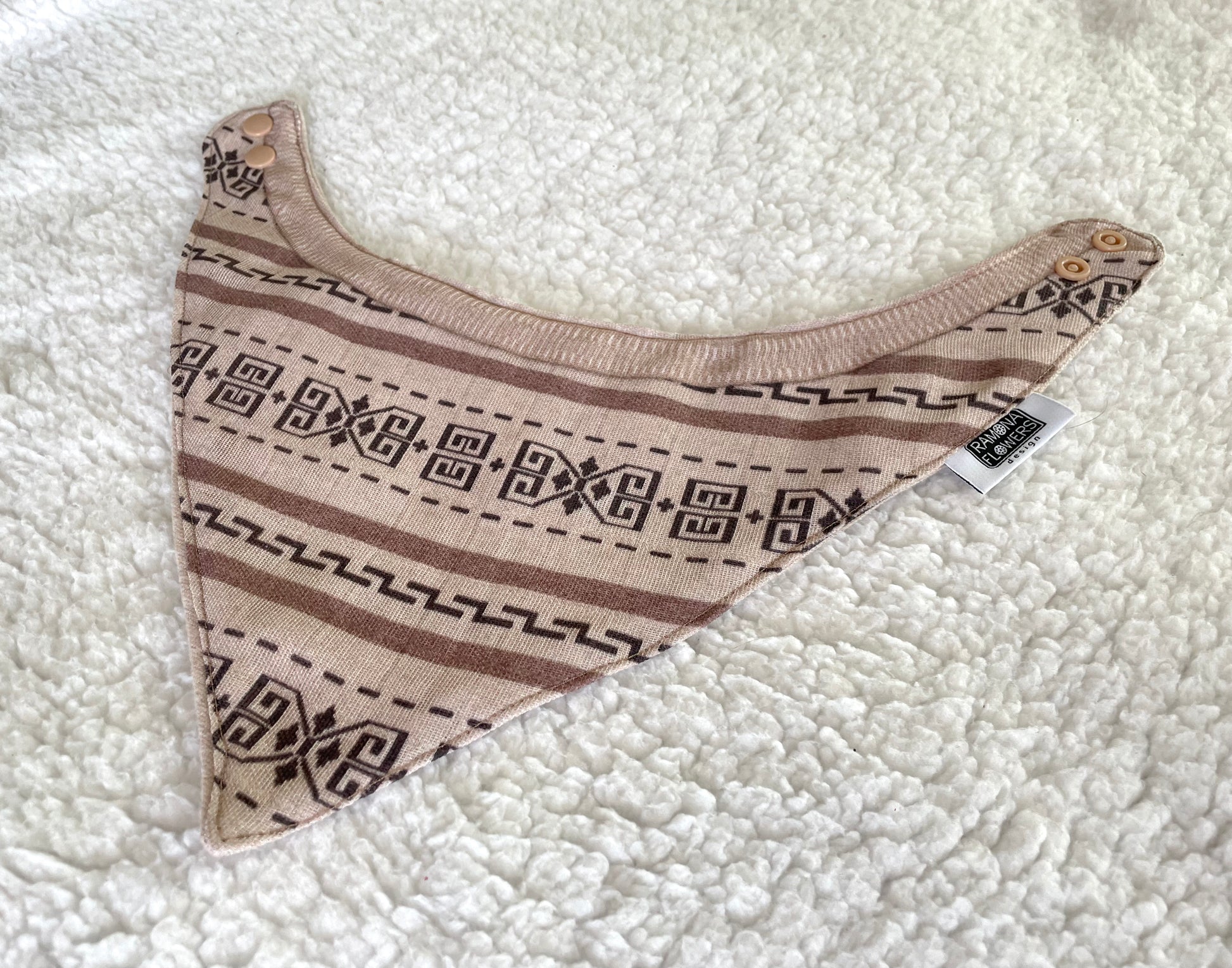 sweater print pattern beige brown bandana bib for babies and dogs