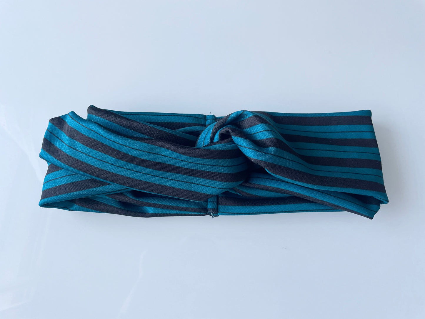 Turquoise and Black Striped Headwrap Headband