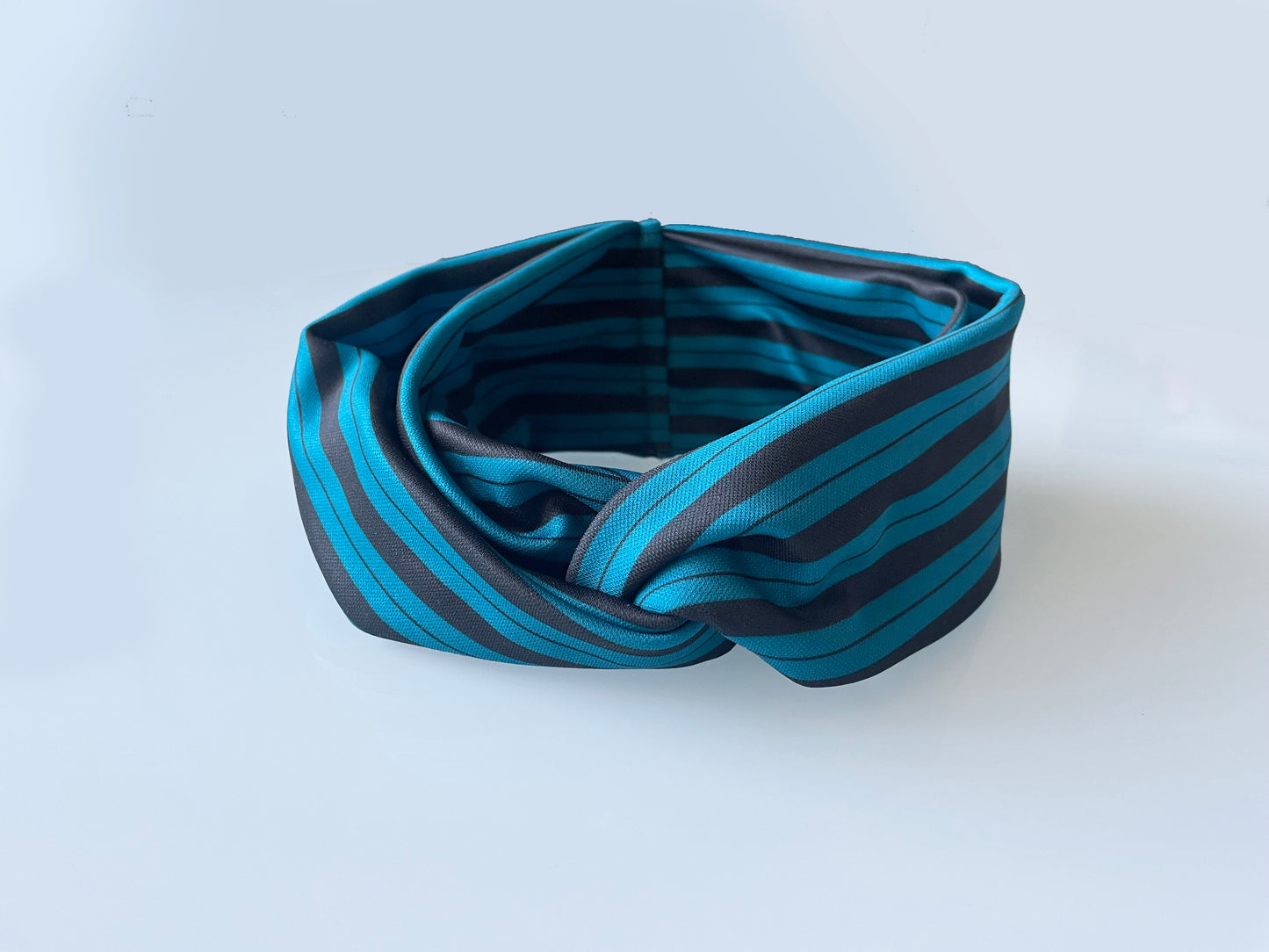 Turquoise and Black Striped Headwrap Headband