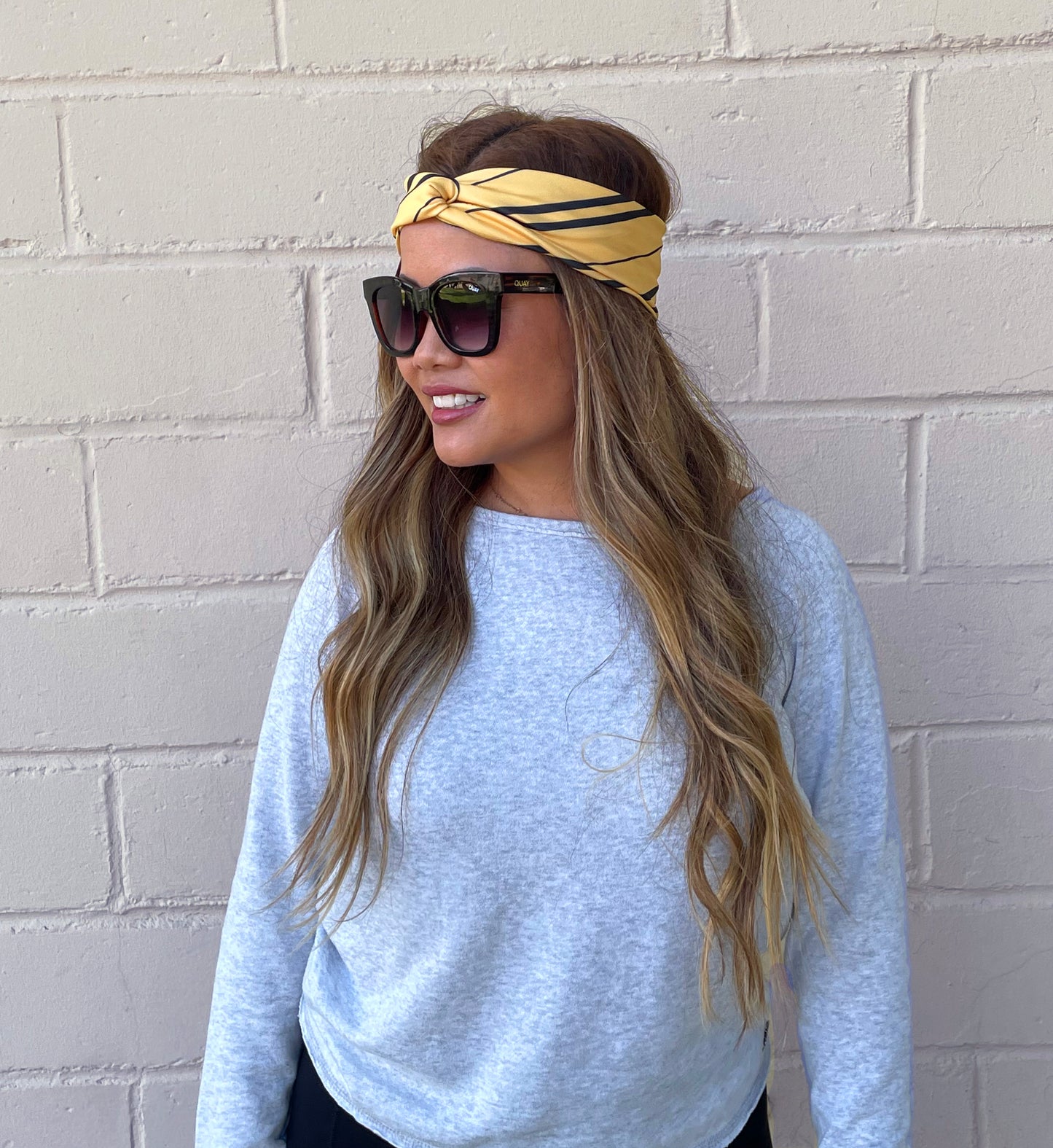 yellow gold black striped headband headwrap head wrap sweat band