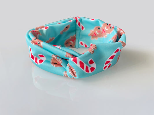 gingerbread man, ginger, man, bow tie, candy cane, peppermint, teal, headband, head wrap, teacher, school, party, holiday, christmas