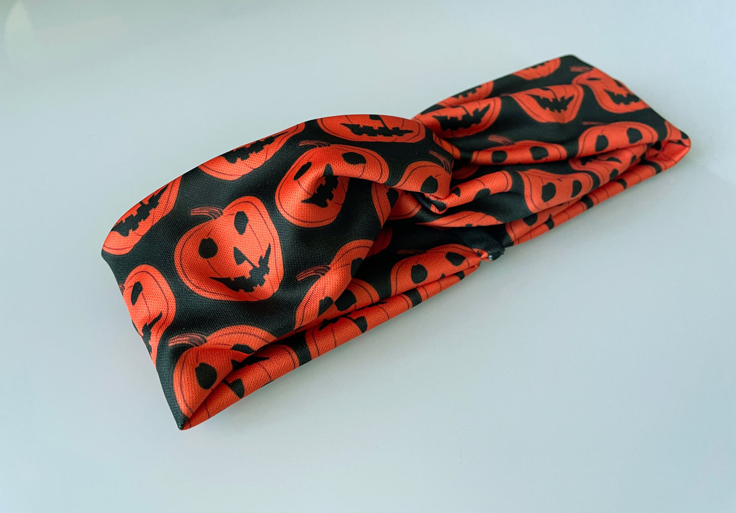 Halloween pumpkin jack o lantern headband headwrap orange black