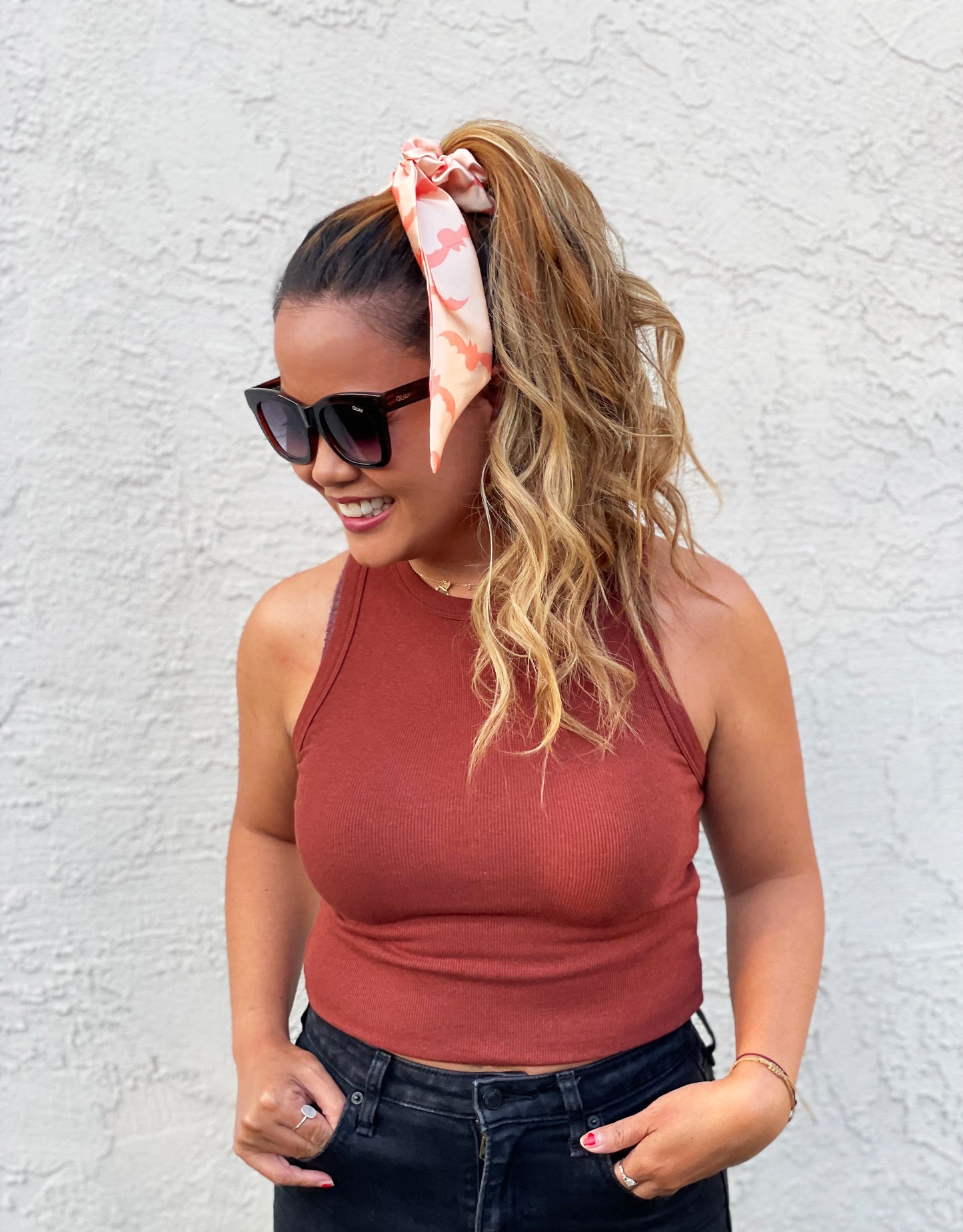 2 in 1 Striped Scrunchie Scarf