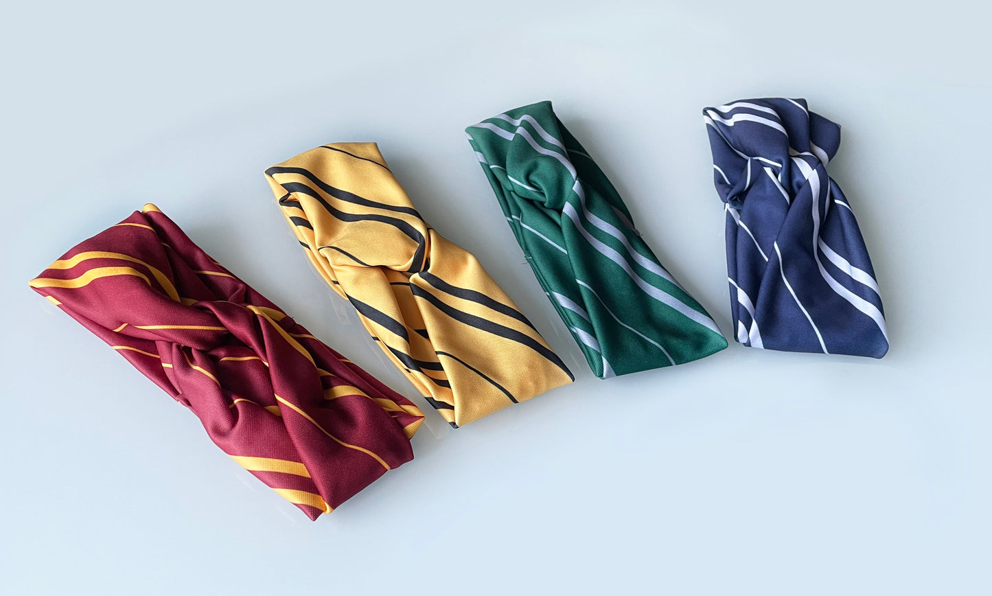 yellow, blue, red, green striped headbands grouped