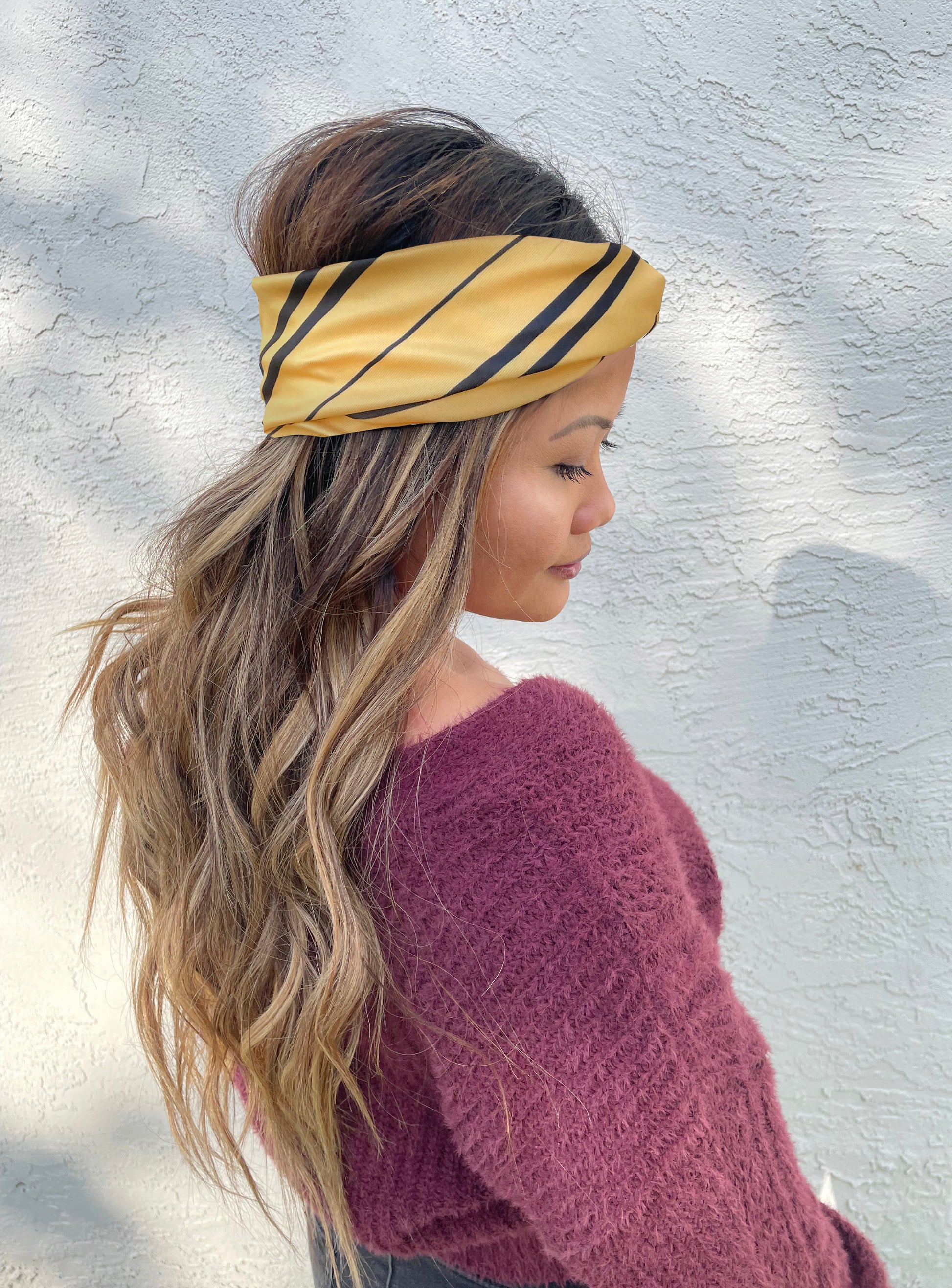 yellow gold black striped headband headwrap head wrap sweat band