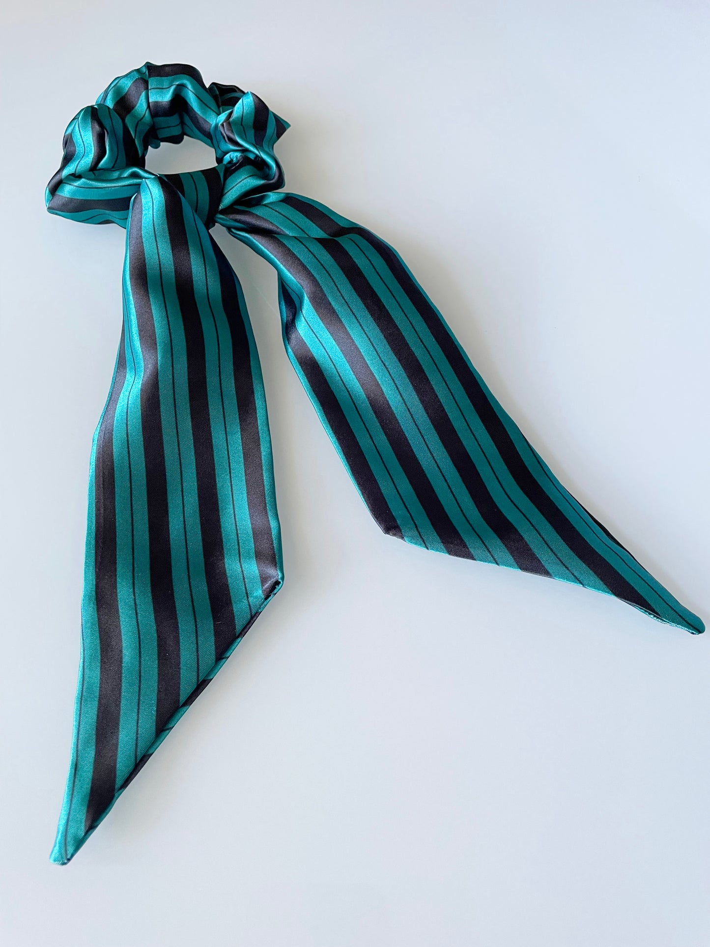 striped green teal turquoise black Scrunchie Scarf