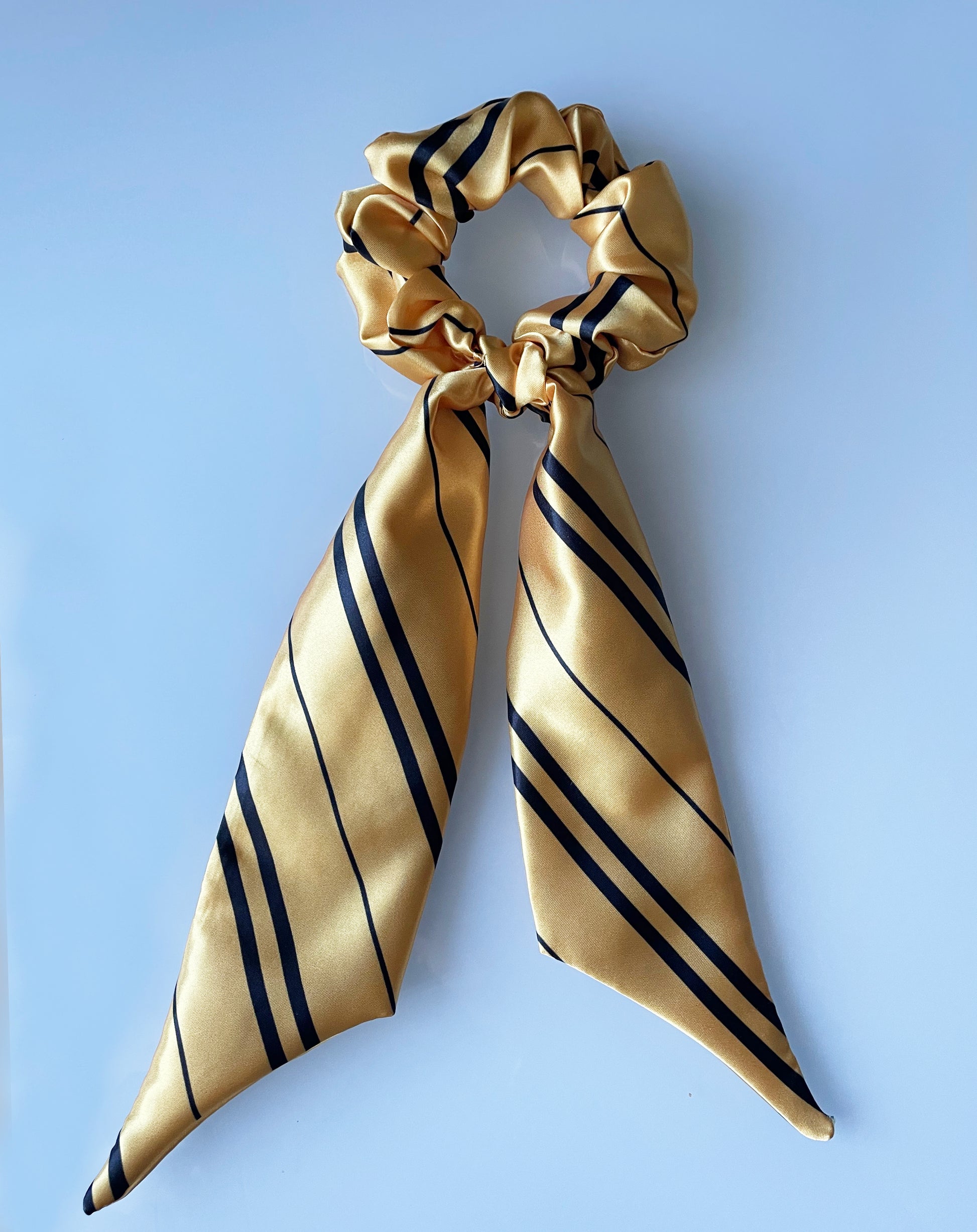 Yellow, black, gold, Striped Scrunchie Scarf