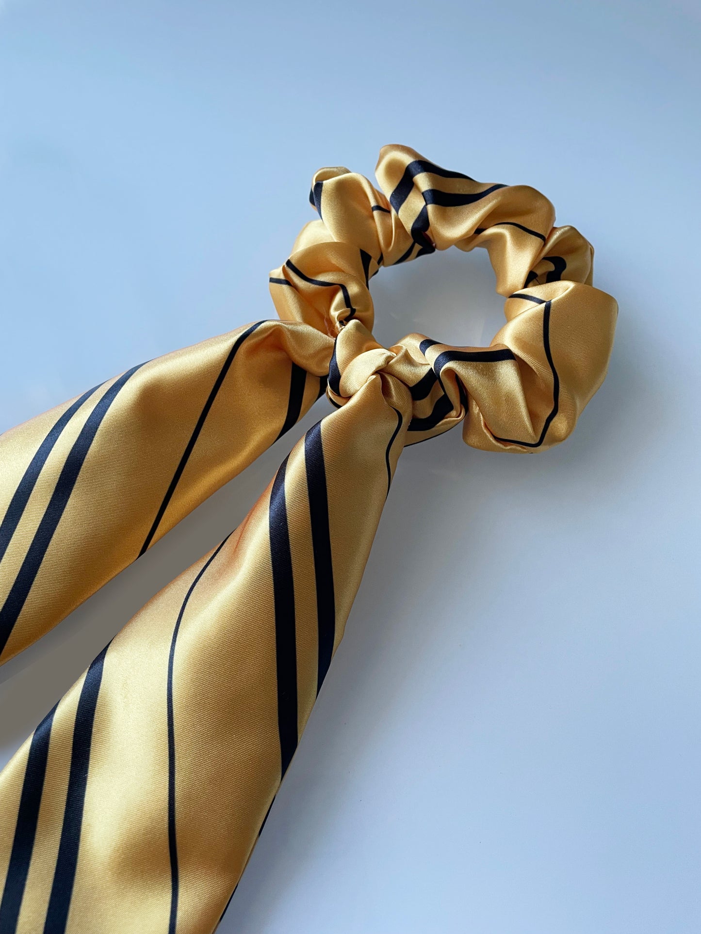Yellow, black, gold, Striped Scrunchie Scarf